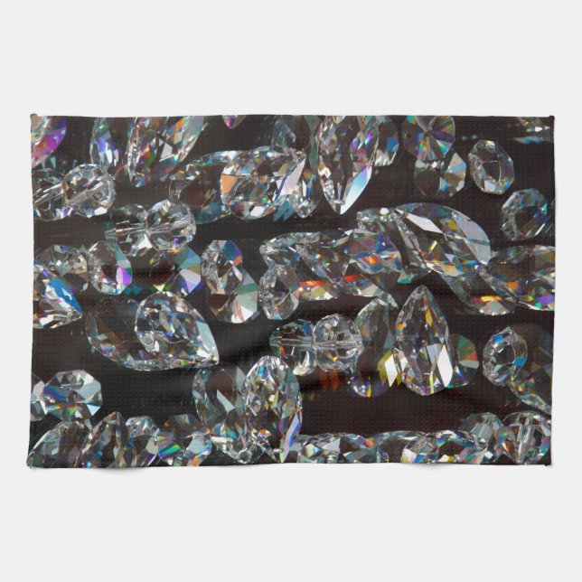 Chic Black Diamond Chrystal Abstract Pattern Gifts Kitchen Towel (Horizontal)