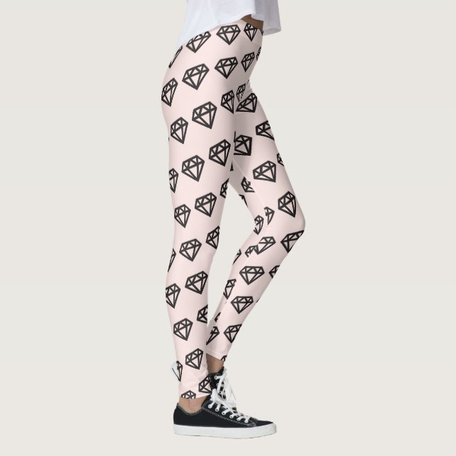 Chic Black Diamonds Stylish Bridal Party Wedding Leggings (Right)