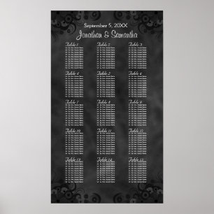 Chic Black Floral 15 Tables Mariages Tableau de si