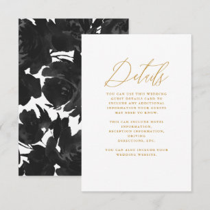 Chic Black Floral with Calligraphy Wedding Enclosure Card