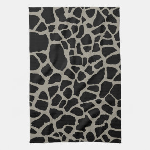 Chic Black Giraffe Print Elegant Animal Pattern Kitchen Towel