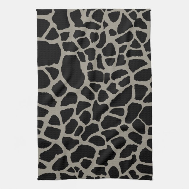 Chic Black Giraffe Print Elegant Animal Pattern Kitchen Towel (Vertical)