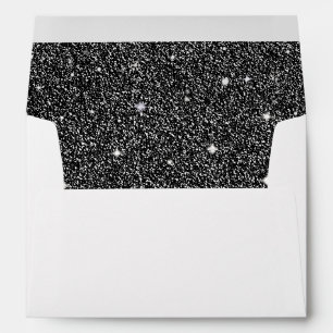 Chic Black Glitter Lined Custom Envelope