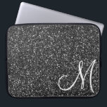 Chic Black Glitter Monogram Trendy Laptop Sleeve<br><div class="desc">This design may be personalized in the area provided by changing the photo and/or text. Or it can be customized by clicking Personalize this Template and then choosing the click to customize further option and delete or change the color of the background, add text, change the text color or style,...</div>