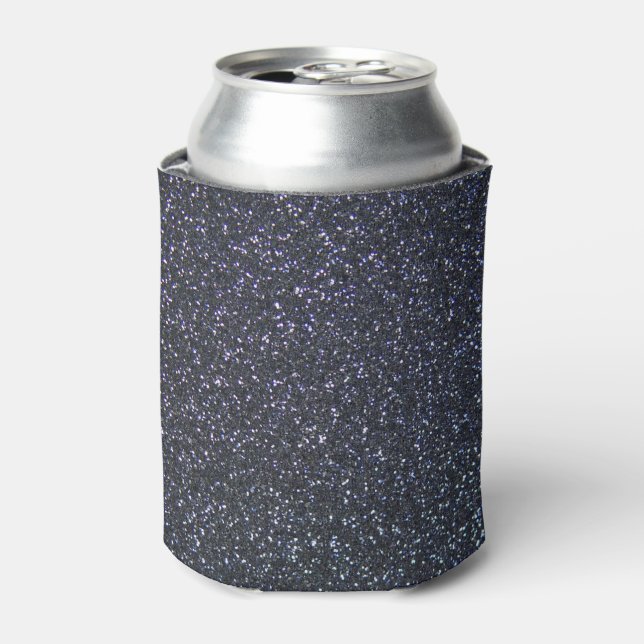 Chic Black Glitter Sparkle Can Cooler (Can Front)