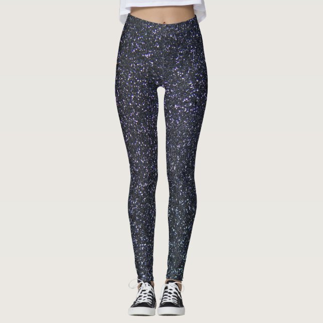 Chic Black Glitter Sparkle Leggings (Front)