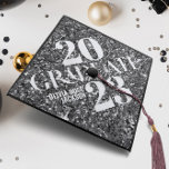Chic Black Glitter Trendy Typography Custom Graduation Cap Topper<br><div class="desc">Chic Black Glitter Trendy Typography Custom Graduation Cap Topper</div>