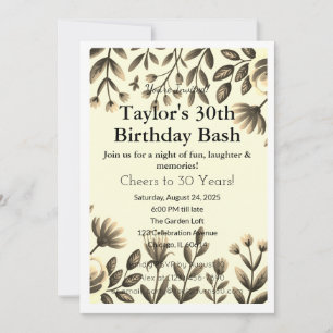 Chic Black & Gold 30th Birthday Invitation