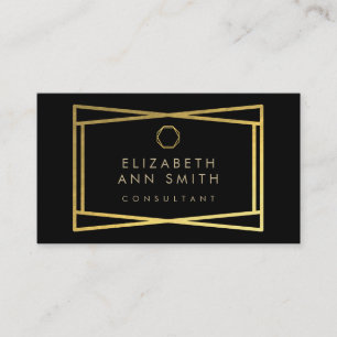 Chic Black Gold Abstract Pattern Business Card
