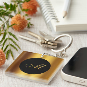Chic Black Gold Calligraphie Bordure Monogramme
