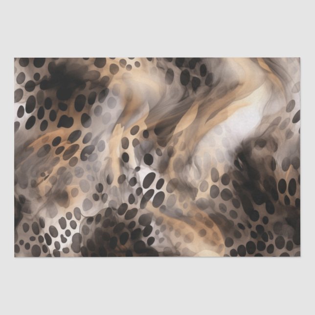Chic Black Gold Cream Leopard Animal Print Tissue Paper (Front)