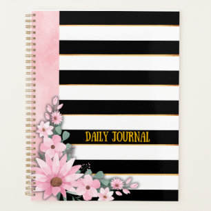 Chic Black & Gold Floral Daily Planner