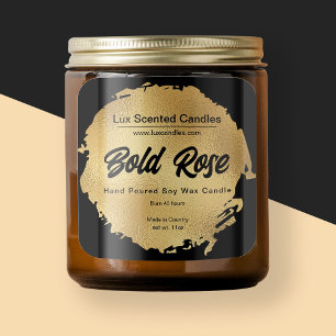 Chic Black Gold Foil Modern Luxury Candle Product Square Sticker