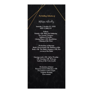 Chic Black & Gold Geometric frame ceremony Program