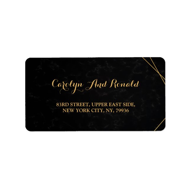 Chic Black & Gold Geometric frame Label (Front)