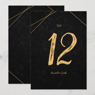 Chic Black & Gold Geometric frame table number