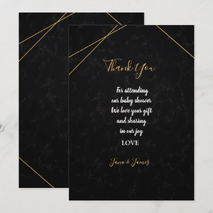 Chic Black & Gold Geometric frame thank you Invitation