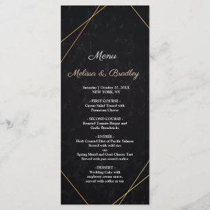 Chic Black & Gold Geometric frame Wedding Menu