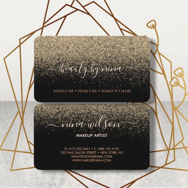 Chic Black Gold Glitter Signature Business Card (Creator Uploaded)