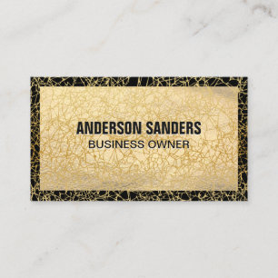 Chic Black Gold Leather   Gold Abstract Texture Business Card