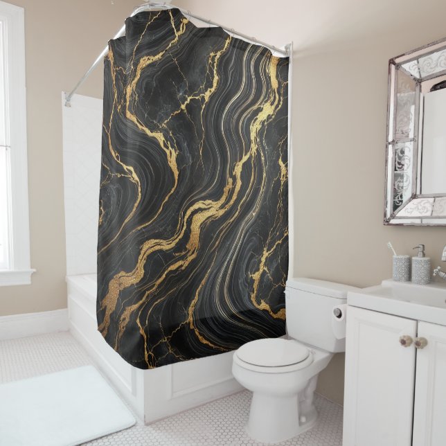 Chic Black & Gold Metallic Marble Look Glamour (In Situ)