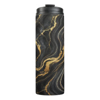 Chic Black & Gold Metallic Marble Look Glamour