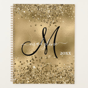 Chic Black Gold Parties scintillant Monogramme Nom