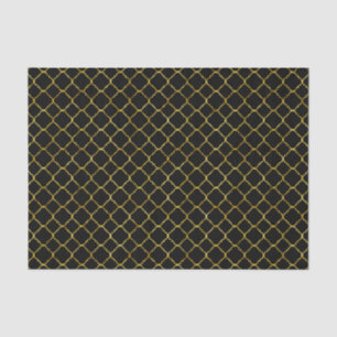 Chic Black Gold Quatrefoil Tissue Paper