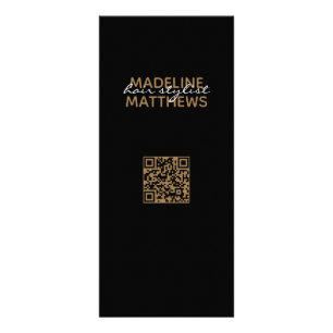 Chic Black Gold Stylist QR Code Service Price List Rack Card