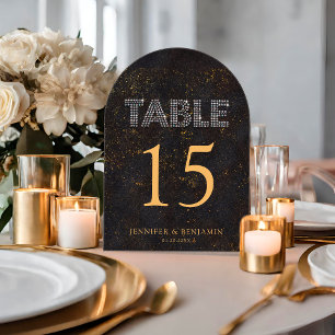 Chic Black Gold Wedding Acrylic Arch Table Number