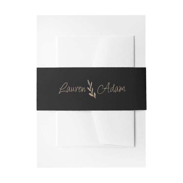 Chic Black & Gold Wedding Invitation Belly Band (Front Example)