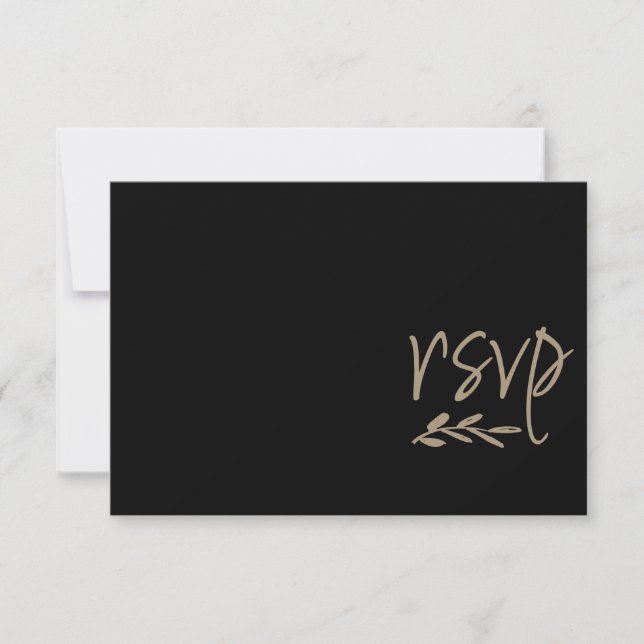 Chic Black & Gold Wedding RSVP (Front)