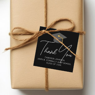 Chic Black Graduate Personalized Graduation Party Favour Tags