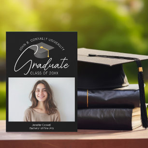 Chic Black Graduate Photo 2026 Graduation Announcement