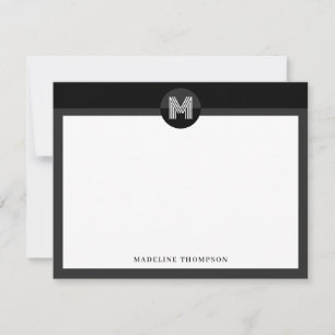 Chic Black Grey Geometric Modern Monogram Card