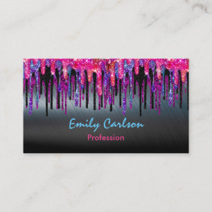 Chic black hot pink blue drips appointment card