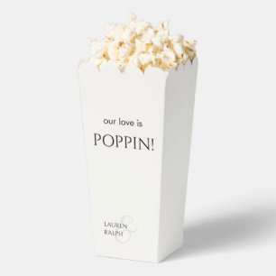 Chic Black & Ivory Couple Monogram Popcorn  Favor Box