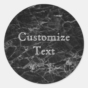Chic Black Marble Pattern Modern Personalize Classic Round Sticker