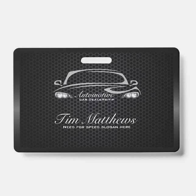 Chic black minimalist modern car business  badge (Front)