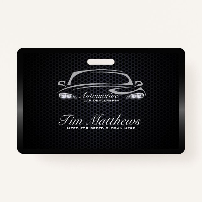 Chic black minimalist modern car business  badge (Front)