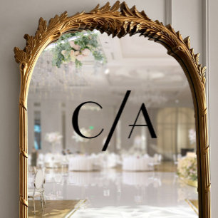 Chic Black Monogram Art Deco Lettering Wedding Window Cling