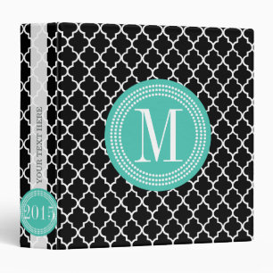 Chic Black Moroccan Lattice Personalized Binder