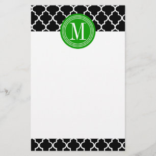 Chic Black Moroccan Lattice Personalized Stationery