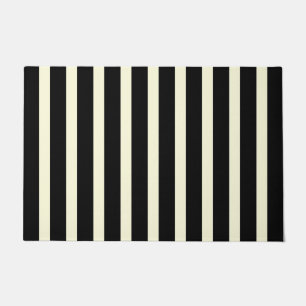 Chic Black Off-White Srtipes Striped Pattern Doormat