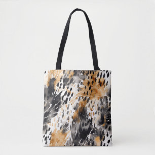Chic Black Peach White Leopard Animal Print Tote Bag