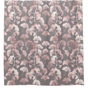 Chic Black Pink Ginkgo Pattern