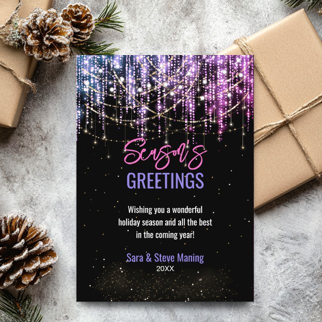 Chic black pink glitter lights Christmas new year (Creator Uploaded)