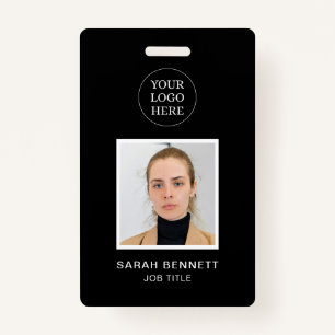 Chic Black Professional Employee Office Photo ID  Badge