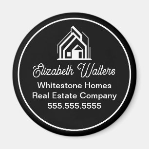 Chic Black Real Estate Company Customized Realtor Magnet