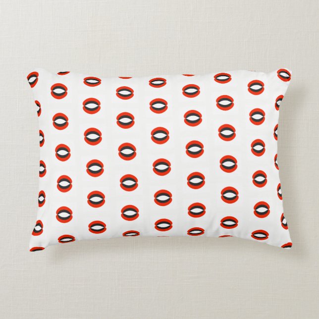 Chic Black Red White Pattern Decorative Pillow (Front)